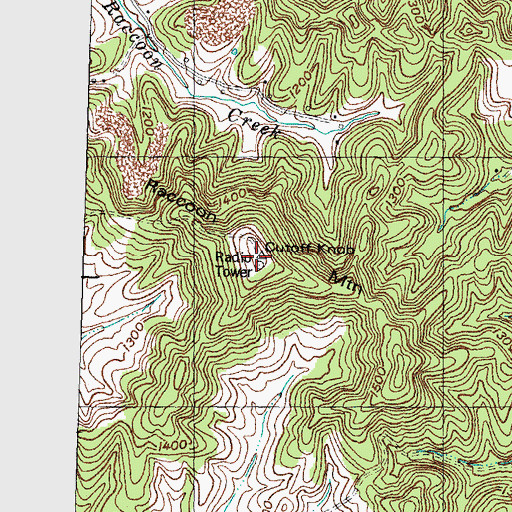 Topographic Map of Cutoff Knob, KY