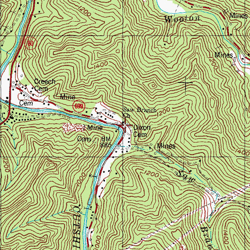 Topographic Map of Cutship Church, KY
