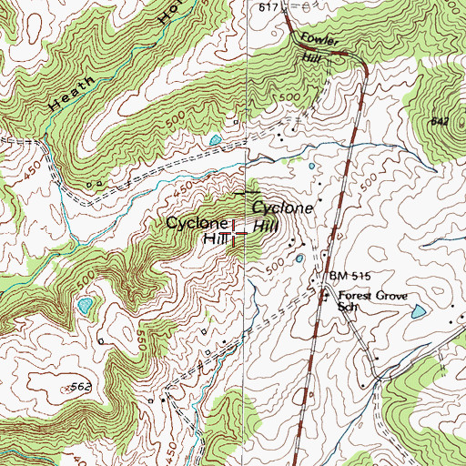 Topographic Map of Cyclone Hill, KY
