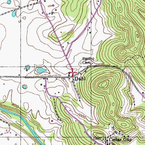Topographic Map of Dahl, KY