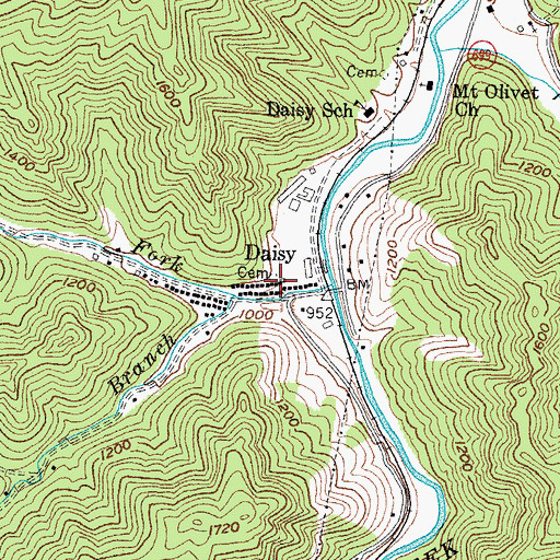 Topographic Map of Daisy, KY