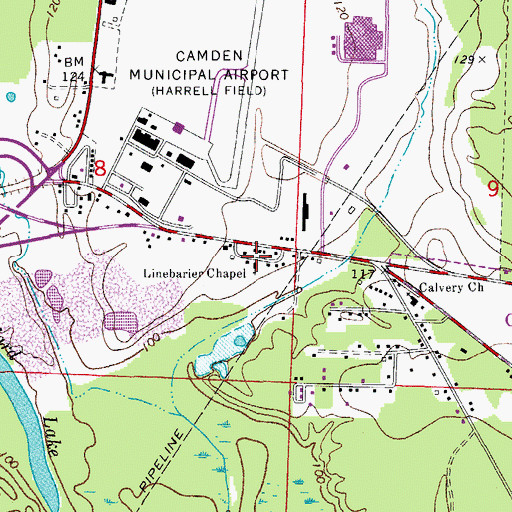 Topographic Map of Linebarier Chapel, AR