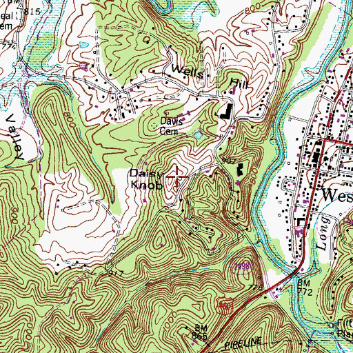 Topographic Map of Daisy Knob, KY