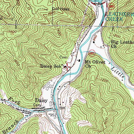 Topographic Map of Daisy School, KY