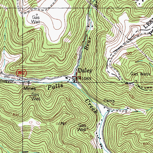 Topographic Map of Daley, KY