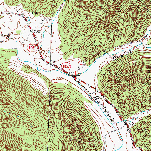 Topographic Map of Daniel Branch, KY