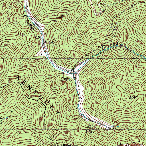 Topographic Map of Darbs Branch, KY