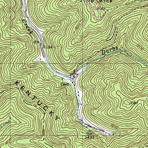 Topographic Map of Darbys Branch School, KY