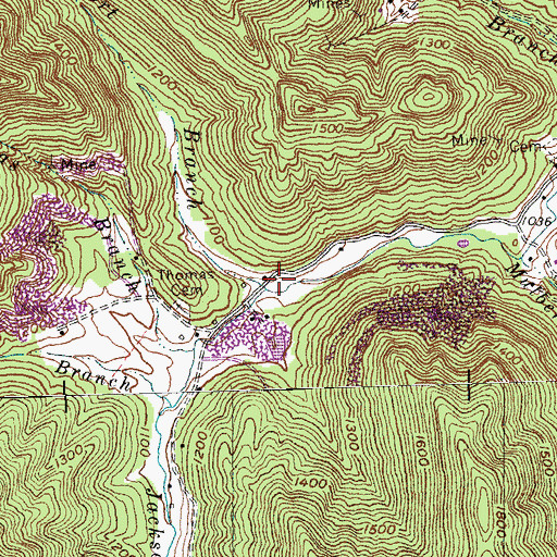 Topographic Map of Davenport Branch, KY
