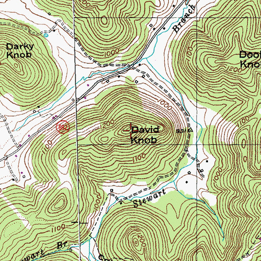 Topographic Map of David Knob, KY