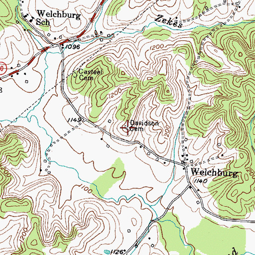 Topographic Map of Davidson Cemetery, KY