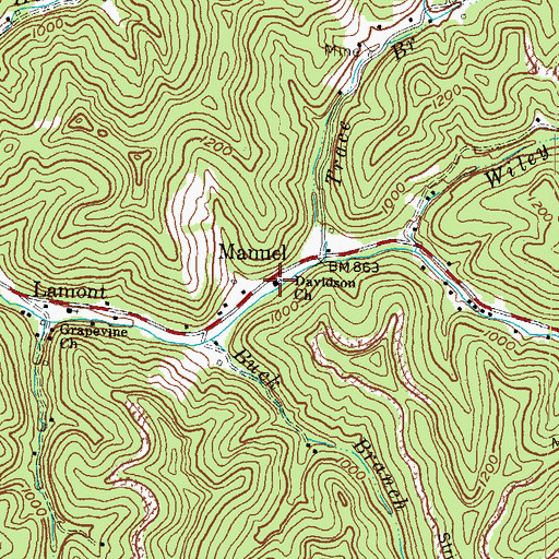 Topographic Map of Davidson Church, KY