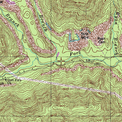 Topographic Map of Davis Branch, KY