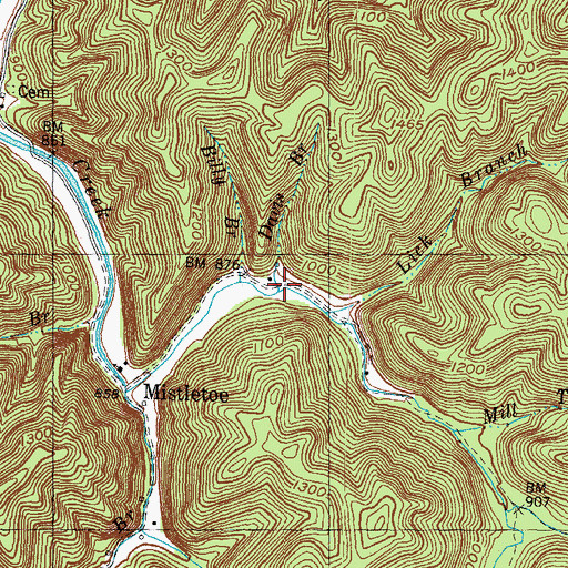 Topographic Map of Davis Branch, KY