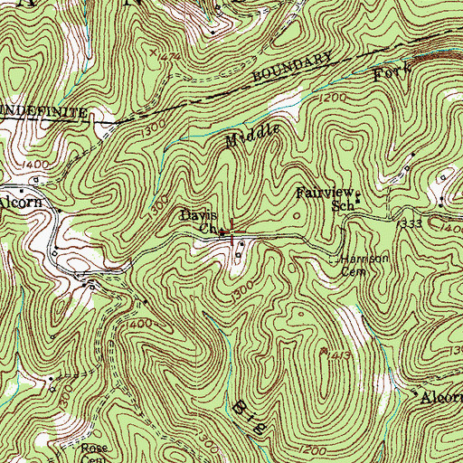 Topographic Map of Davis Church, KY