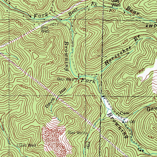 Topographic Map of Davis Hollow, KY