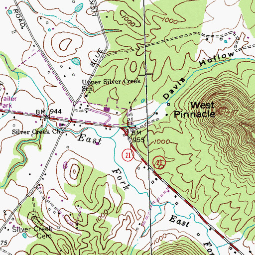 Topographic Map of Davis Hollow, KY