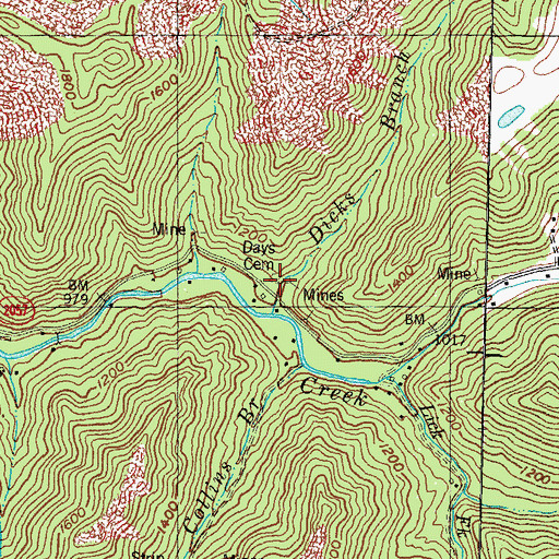 Topographic Map of Days Cemetery, KY