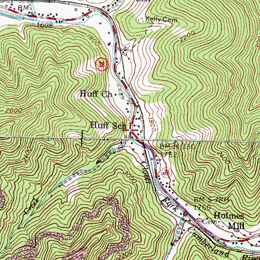 Topographic Map of Days Creek, KY