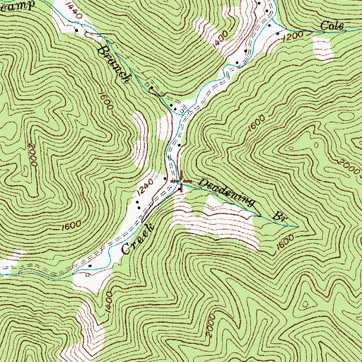 Topographic Map of Deadening Branch, KY