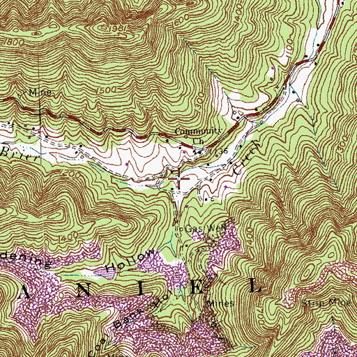 Topographic Map of Deadening Hollow, KY