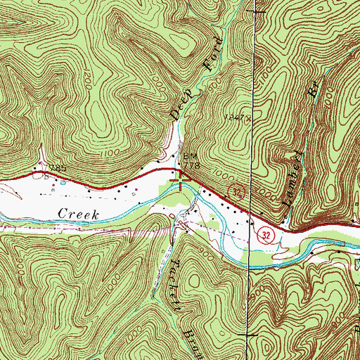 Topographic Map of Deep Ford Branch, KY