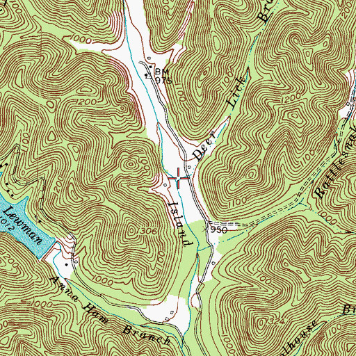 Topographic Map of Deer Lick Branch, KY