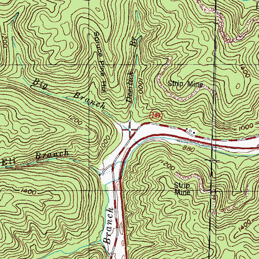Topographic Map of Deerlick Branch, KY