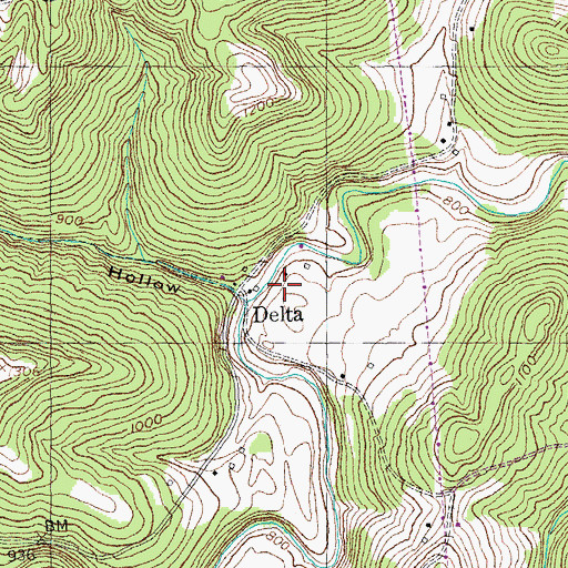 Topographic Map of Delta, KY