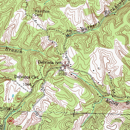 Topographic Map of Delvinta School, KY