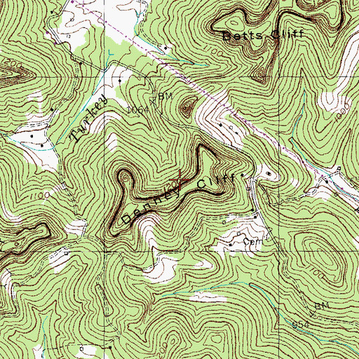 Topographic Map of Denney Cliff, KY