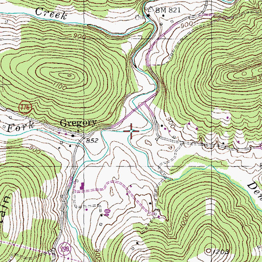 Topographic Map of Denney Creek, KY