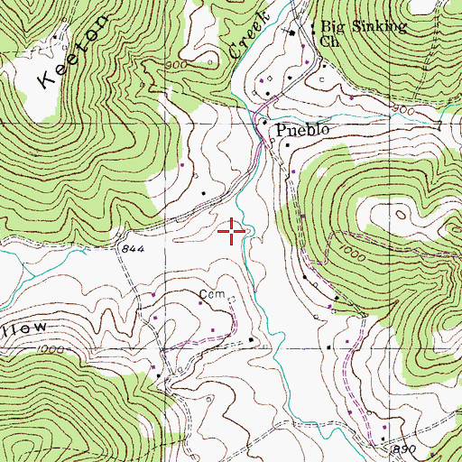 Topographic Map of Denney Hollow, KY