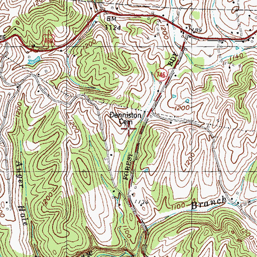 Topographic Map of Denniston Cemetery, KY