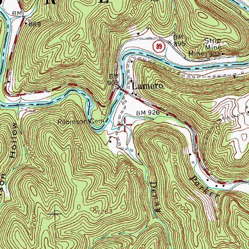 Topographic Map of Denny Branch, KY