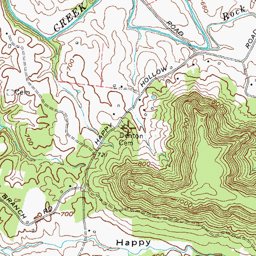 Topographic Map of Denton Cemetery, KY