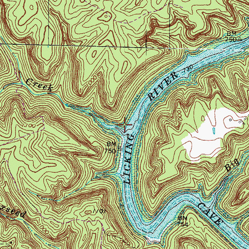 Topographic Map of Devil Creek, KY
