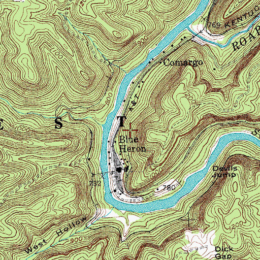 Topographic Map of Devils Creek, KY