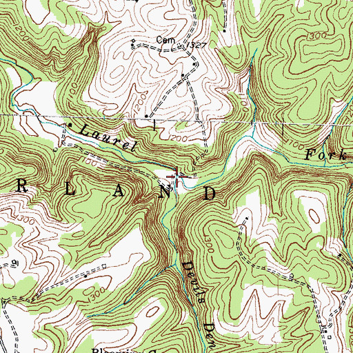 Topographic Map of Devils Den Branch, KY