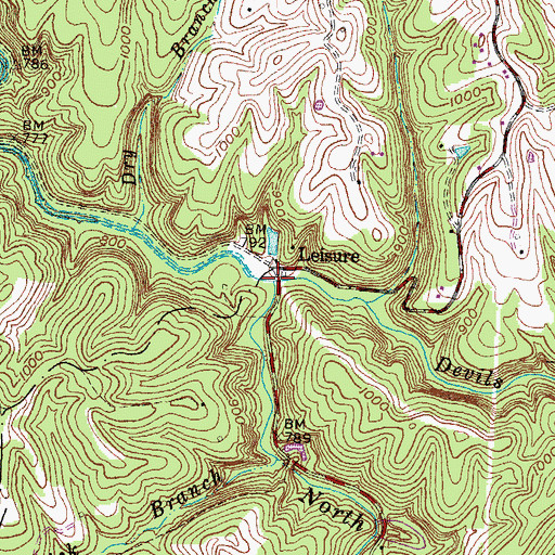Topographic Map of Devils Fork, KY