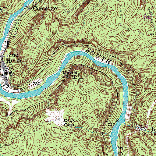 Topographic Map of Devils Jump, KY