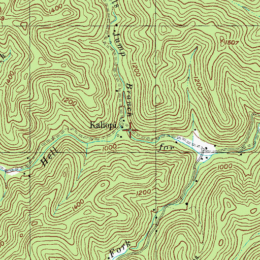 Topographic Map of Devils Jump Branch, KY