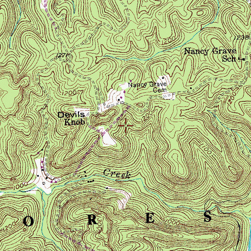 Topographic Map of Devils Knob, KY