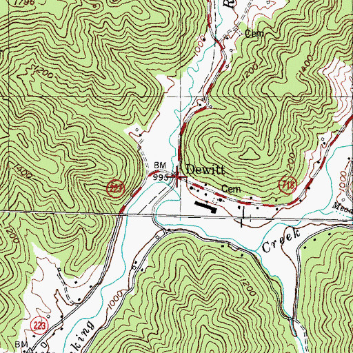 Topographic Map of Dewitt, KY