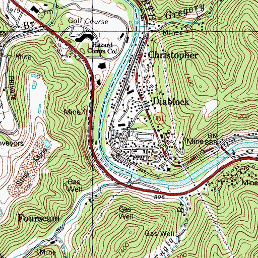 Topographic Map of Diablock, KY