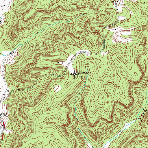 Topographic Map of Dickerson Cemetery, KY