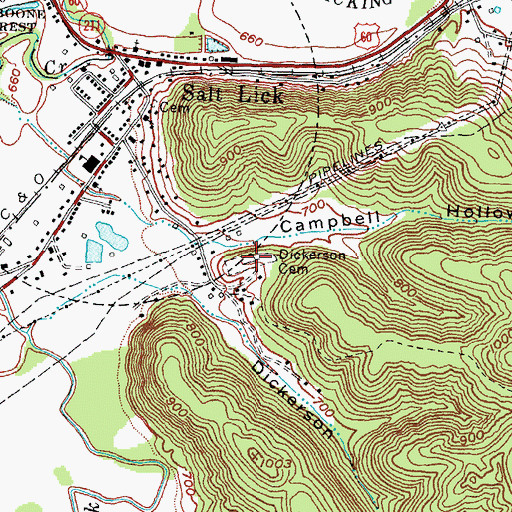 Topographic Map of Dickerson Cemetery, KY
