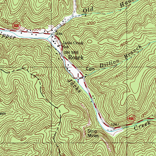 Topographic Map of Dillion Branch, KY