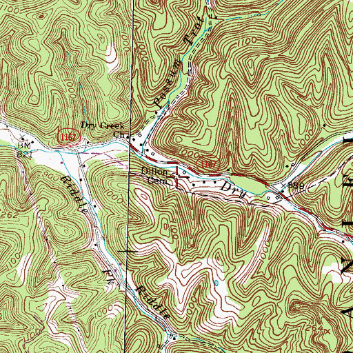 Topographic Map of Dillon Cemetery, KY