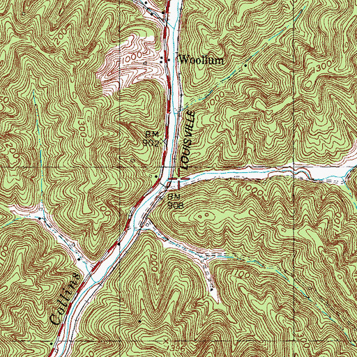 Topographic Map of Disappointment Creek, KY